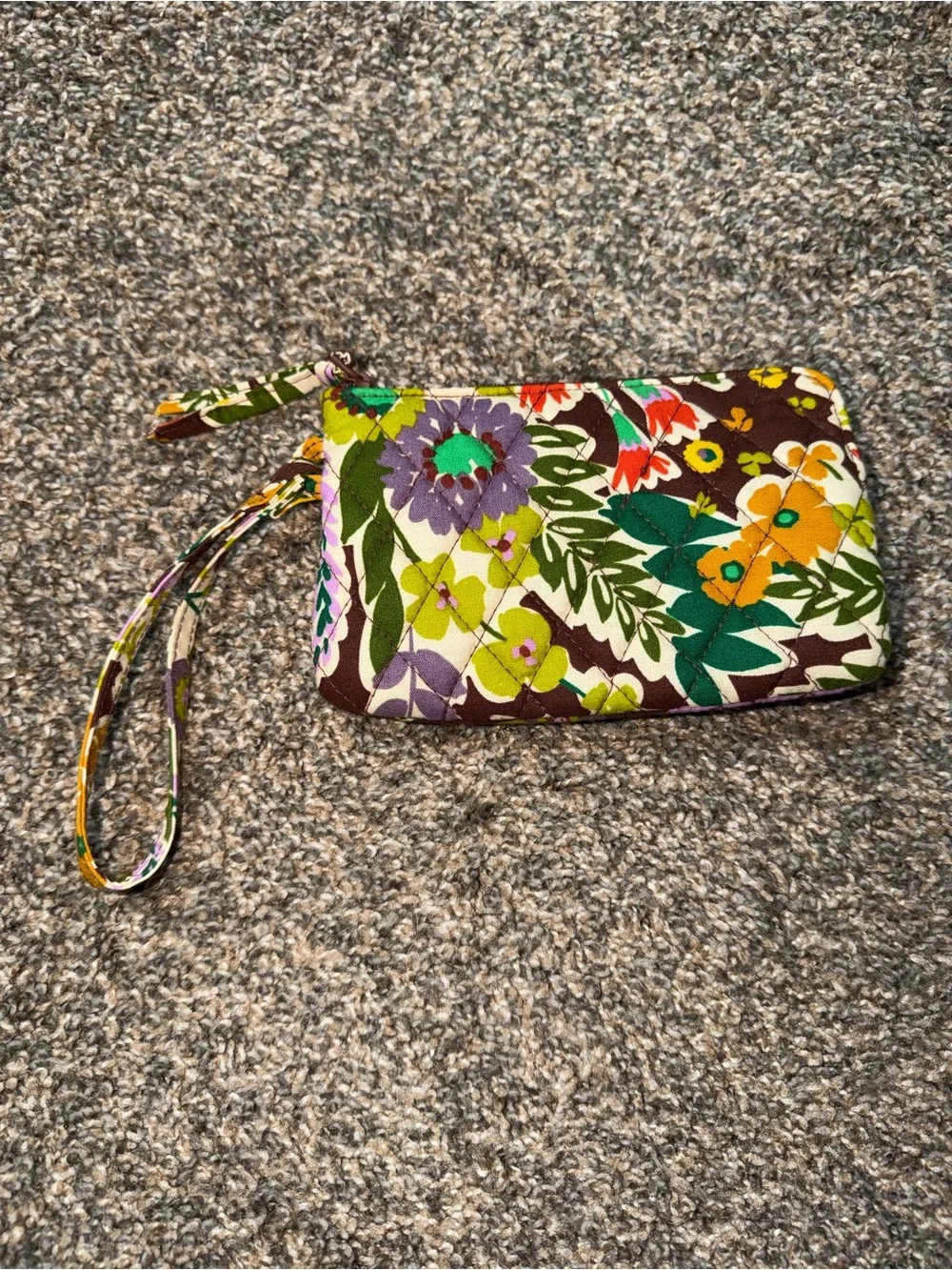 Vera Bradley Floral Quilted Wristlet in Brown, Green, Red, Purple